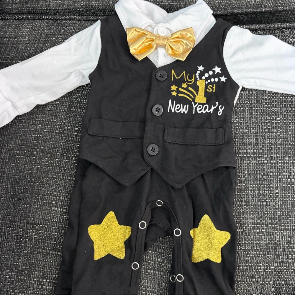Baby New Year's Outfit with Bow Tie